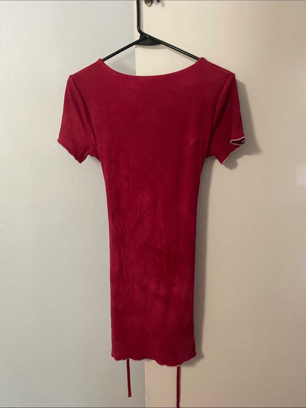 Dyed Red Short-Sleeve Dress